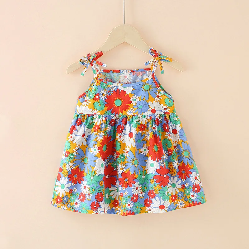 Baby Girl Northeast Big Flower New Summer Dress 2024 Summer Suspender Skirt Thin Section