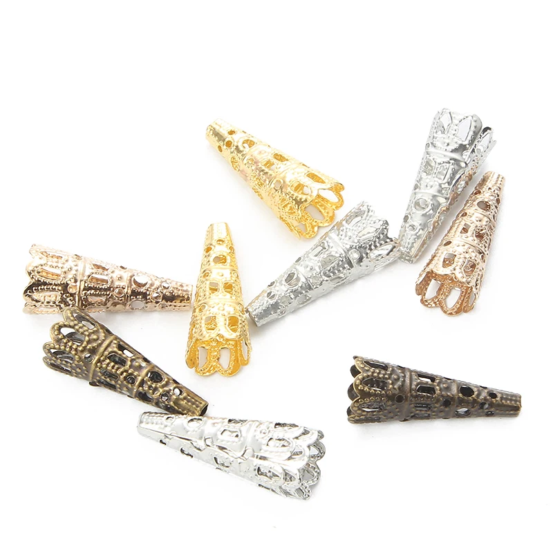 50Pcs/bag Bugle Cone Bead Caps Pendulum Pendant End Cap Charms Accessorice For Jewelry Making DIY Bracelet Necklace