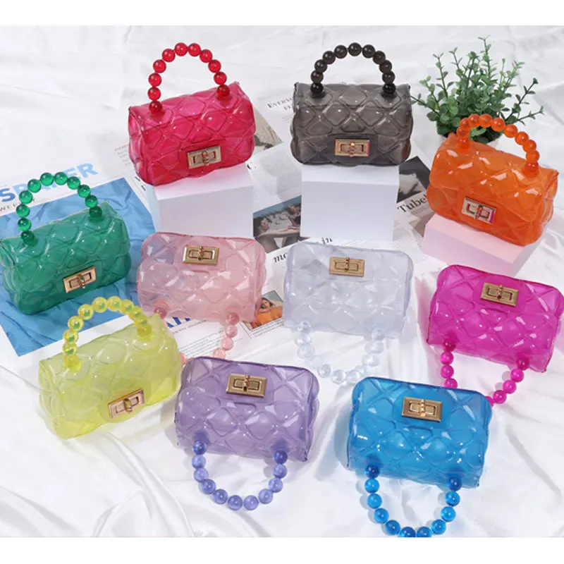 Wholesale Custom Small Transparent  2021 Clear Kid Clutch Female Pvc Mini Sling Purses And Handbags Kid Jelly Bags