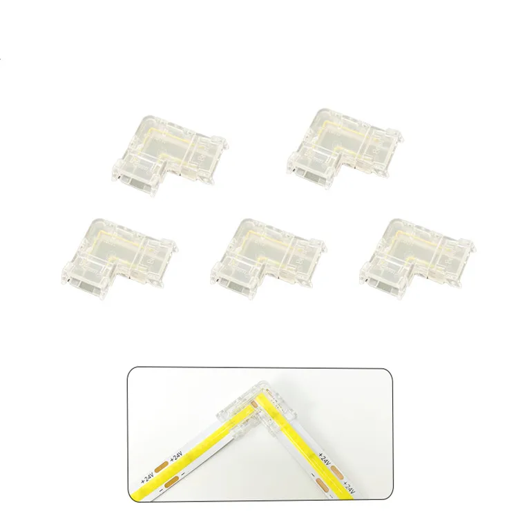 cob led strip connector corner 6mm 8mm 10mm 2 pin or 3pin  strip to wire led strip light  Fast connector