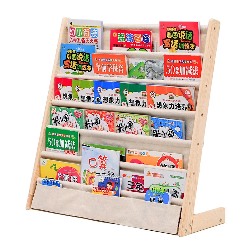 Wood Display Stand Toy Book Rack Storage Cartoon Kids Bookshelf Bookcase