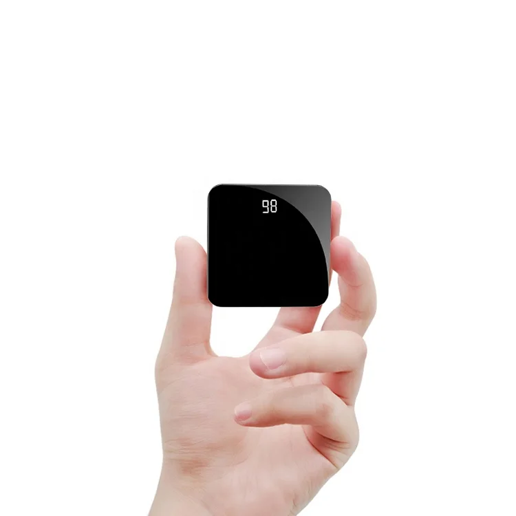 
Power Bank Portable Charger Phone Backup Power Bank Mini Super Thin Mirror Digital Display Mobile Power Bank 10000 Mah 