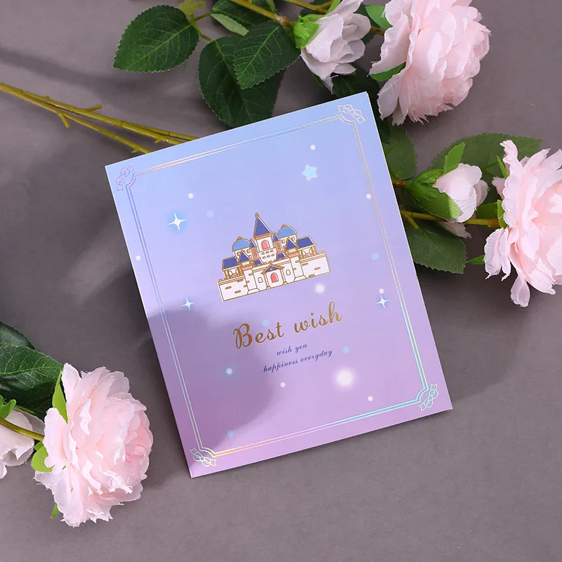 Wholesale 3D Christmas Blue Ice Castle Christmas greeting card holiday blessing handmade creative pop up gift paper card