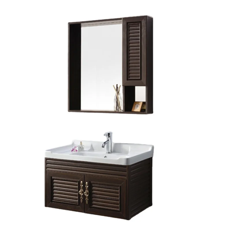 Economic Project Used Bathroom Vanity Cabinets Washroom Cabinet Coffee Color Aluminum Cabinet in Vietnam Style