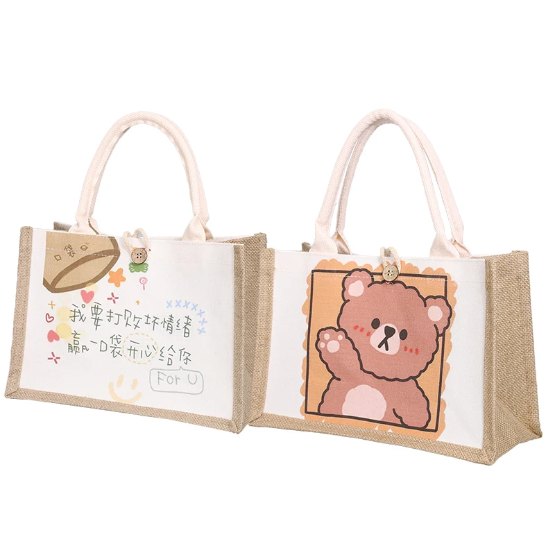 The best-selling cartoon cute printed linen handbag in the market
