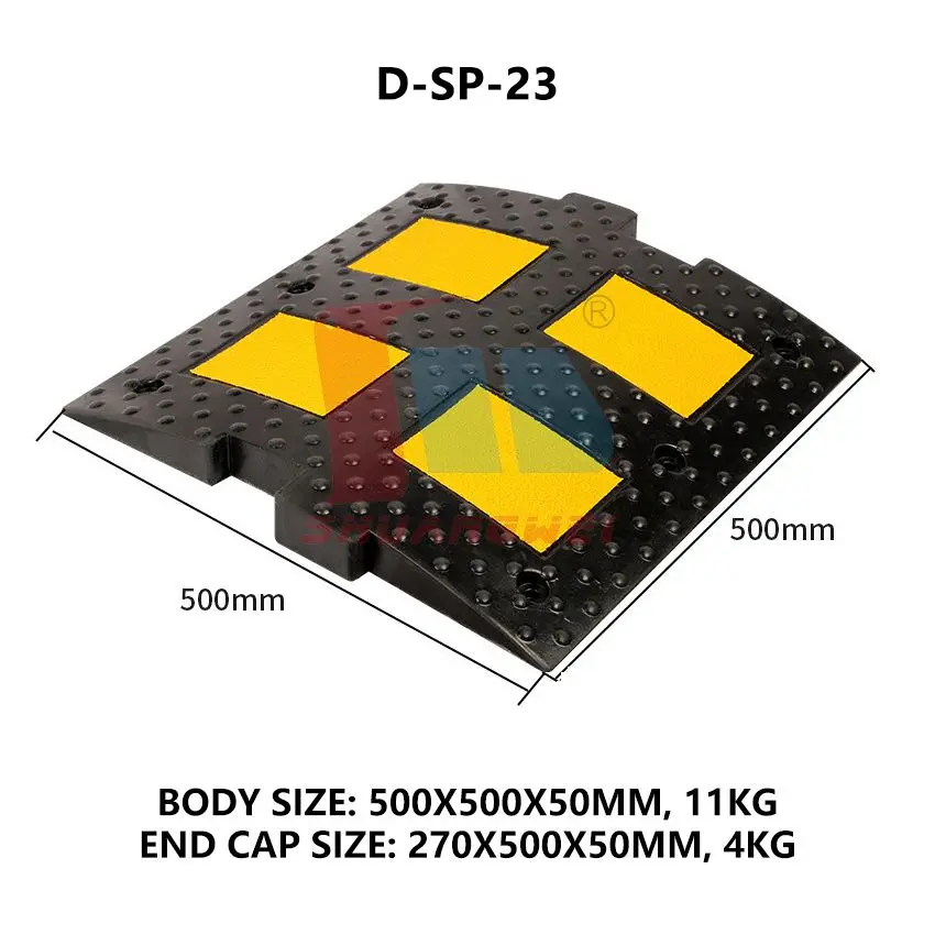 Car Roadway Heavy Duty Warning Pedestrian Crossing Surface Mount Vehicle Driveway Square Rubber Speed Hump For Limit Parking