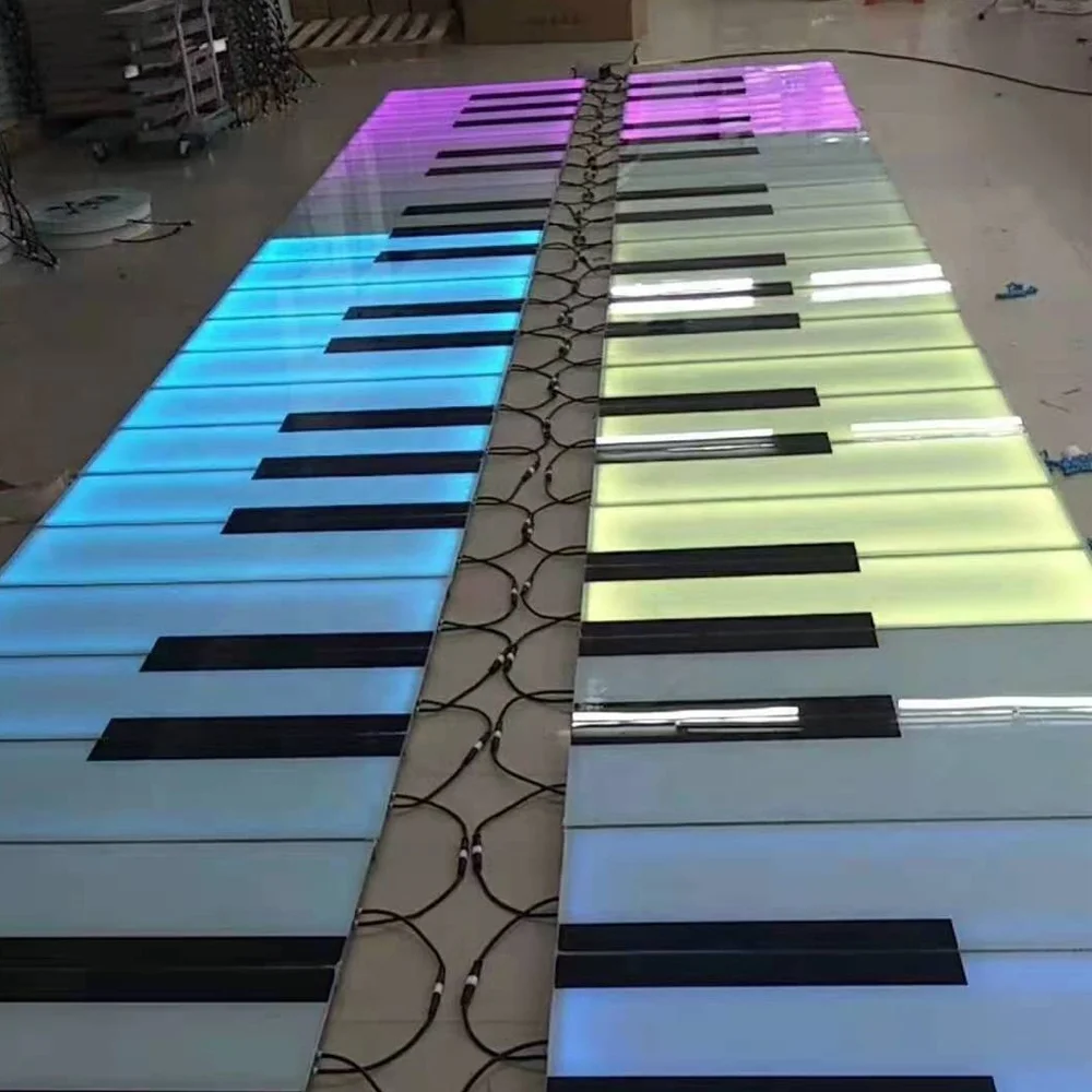 2022 New Design Remote RGB Change With Led Lighting Dance Giant Floor Piano for Outdoor Interactive Event