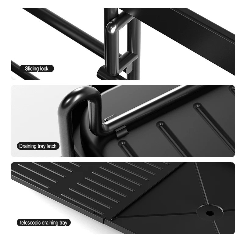 Expandable Metal Wire Dish Plate Bowl Tableware Drain Rack Drying Draining Organizer Large Capacity Dryer for Kitchen