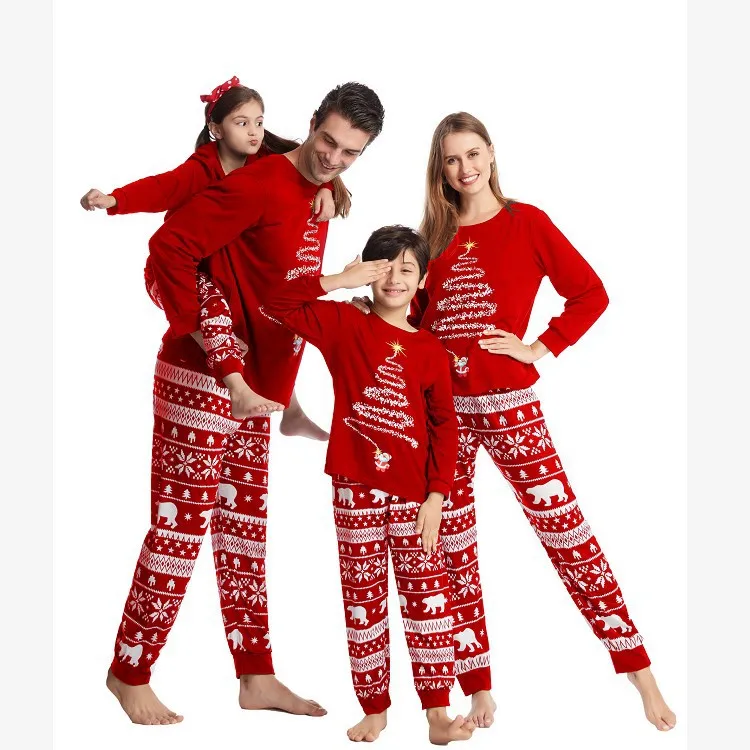 Whole Sale Clothes New Product New Year Mommy and Me  Family Matching Outfits Samoan Christmas Pajamas Family