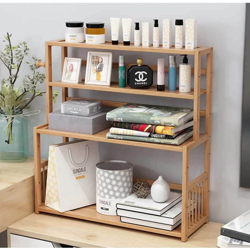 
Natural Student Desktop Bamboo Wood Desk Sundries Makeup rack Storage Box Holder Organizer Shelf Rack Stand for Save Space 