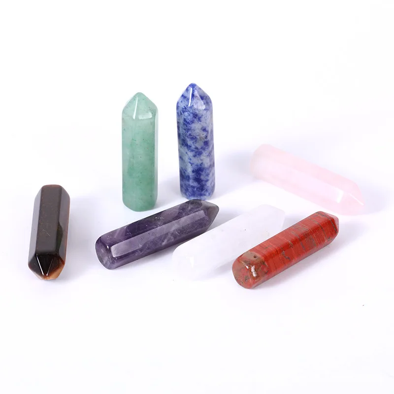 Natural Single-Pointed Hexagonal Quartz Pillar Naked Stone Amethyst Powder Crystal Gemstone Bullet Head Yoga Energy Enhancement