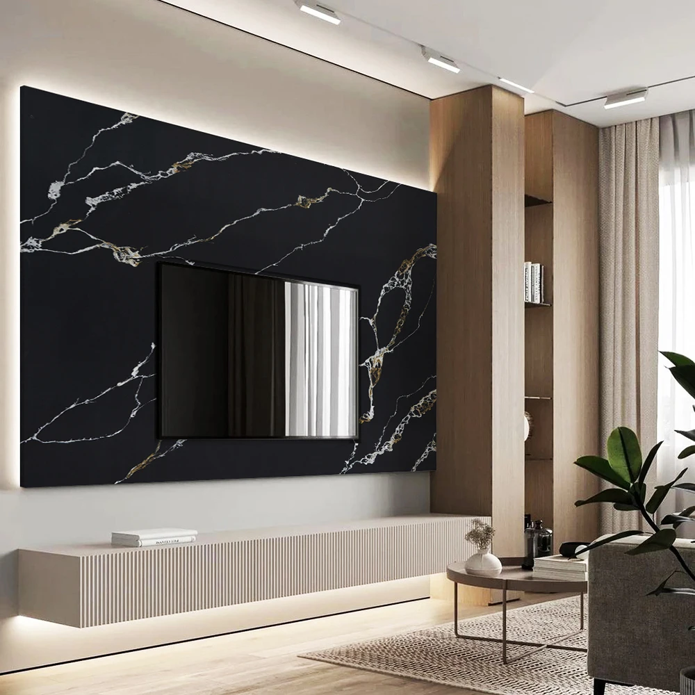 Horizon  Calacatta Black Calcatta Artificial Quartz Slab Stone Quartz 15mm 20mm 30mm Thickness Quartz Countertops Stone