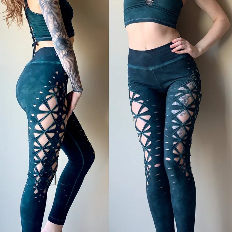 
Womens Butt Lift Hand Dyed Yoga Pants Sport Pants Workout Leggings High Waist Trousers 