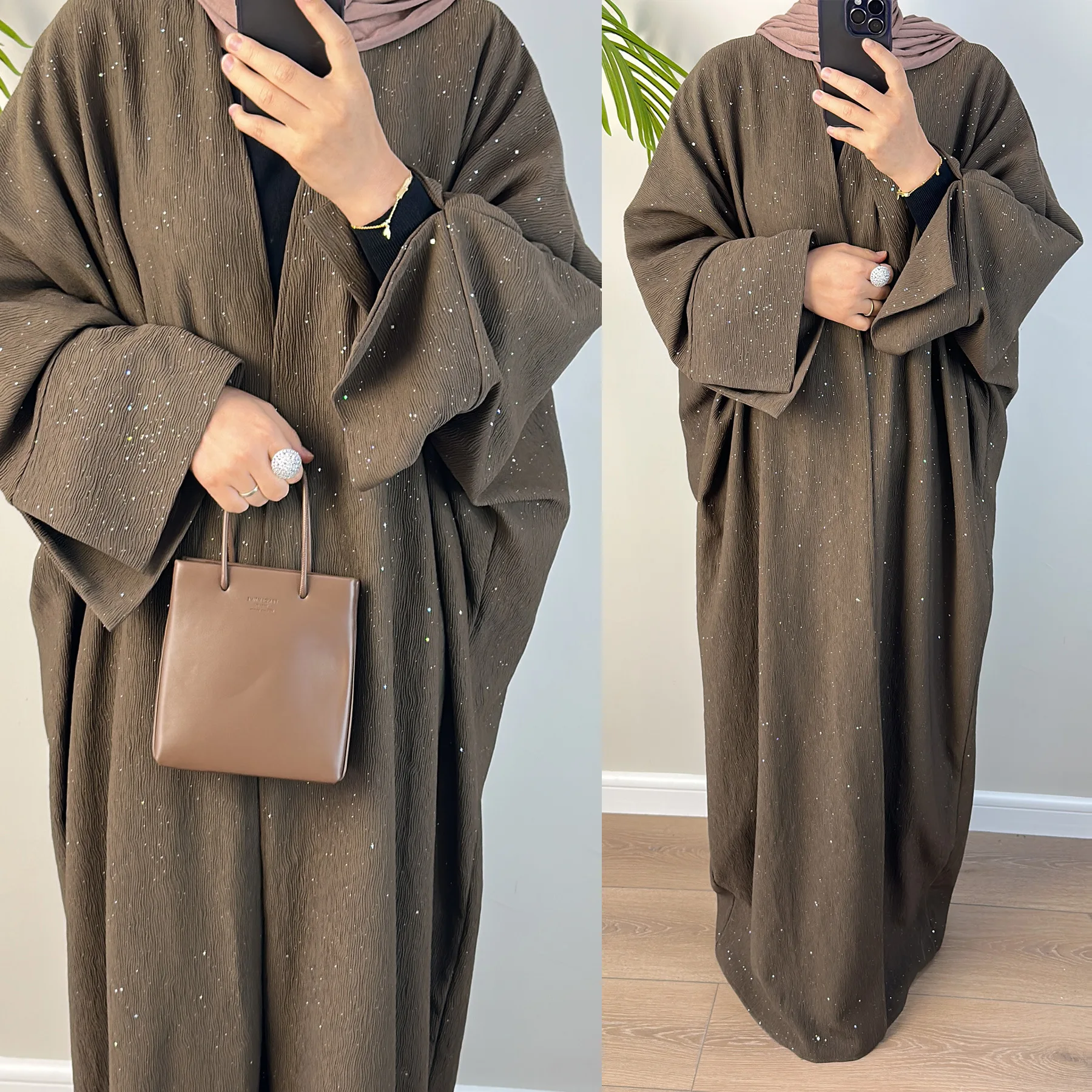 Wholesale Modest Autumn Winter Dubai Abaya Designs Islamic Clothing Thick Cardigan Open Abayas