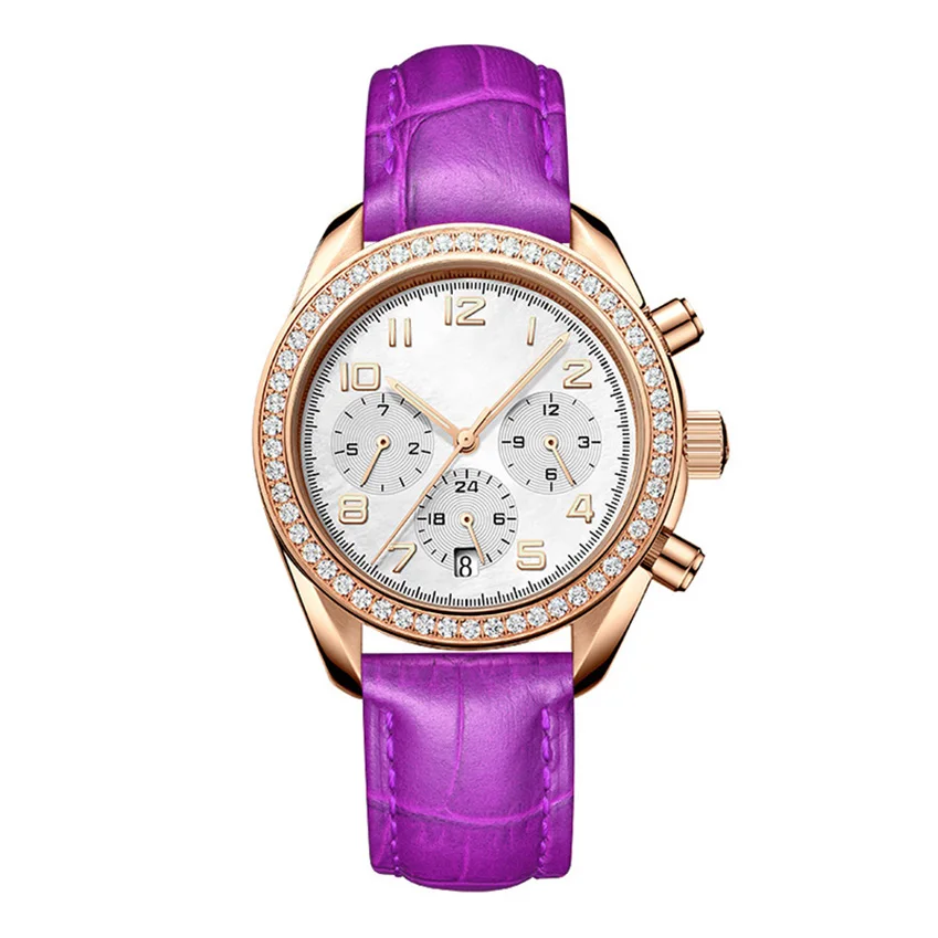 Женские автоматические механические часы Miyota с календарем и бриллиантовым корпусом из нержавеющей стали