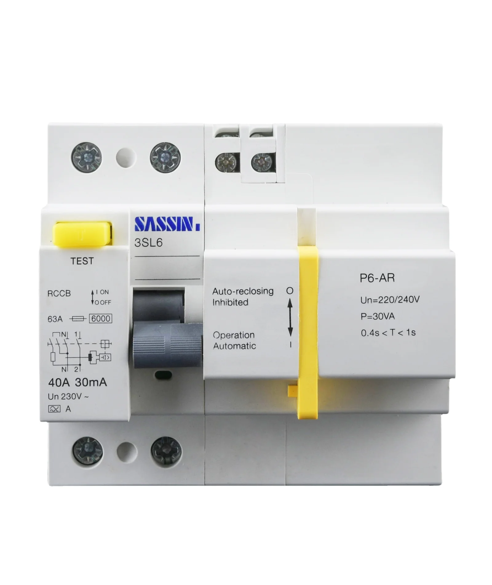 Good quality SASSIN 3SL6  residual current circuit breaker 1P+N 3P+N AC A B types RCCB