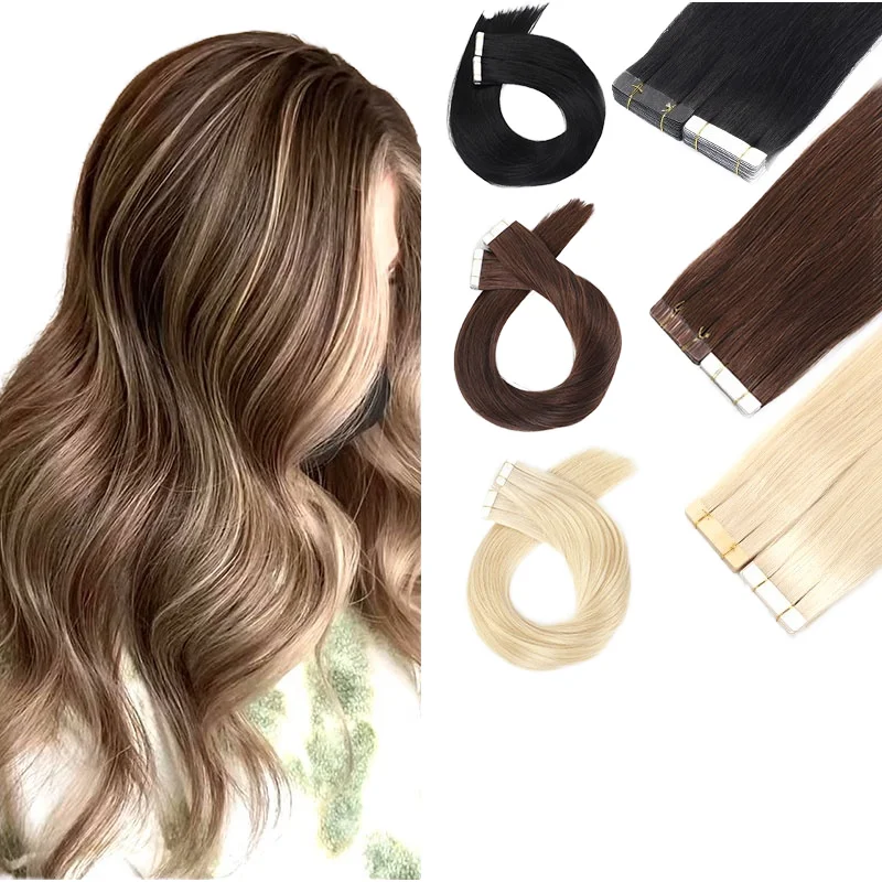 Wholesale Popular 100% Virgin Remy Piano Hair Extensions Natural Human Hair Vendors Tape Weft Machine Double Weft