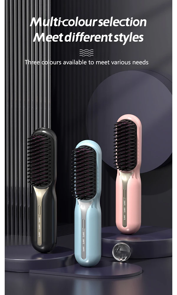 Straightener Brush Hair Beard Brush Portable Charged Battery Men Styling Tools Dryer Straightener for men Styler Hair Caring