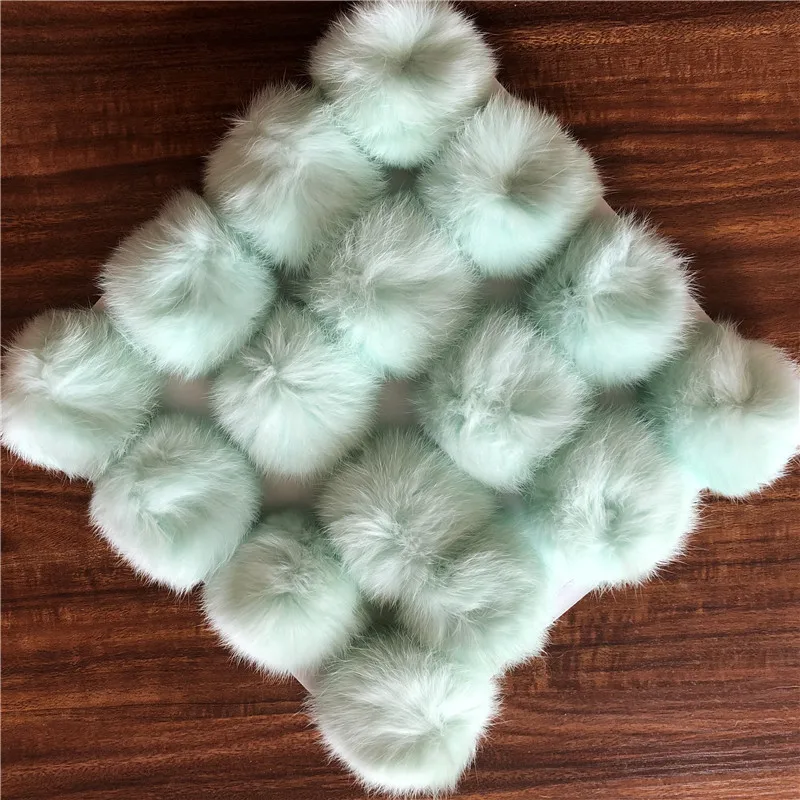 Fluffy 8cm rabbit fur ball natural fur pom poms for Beanie hat