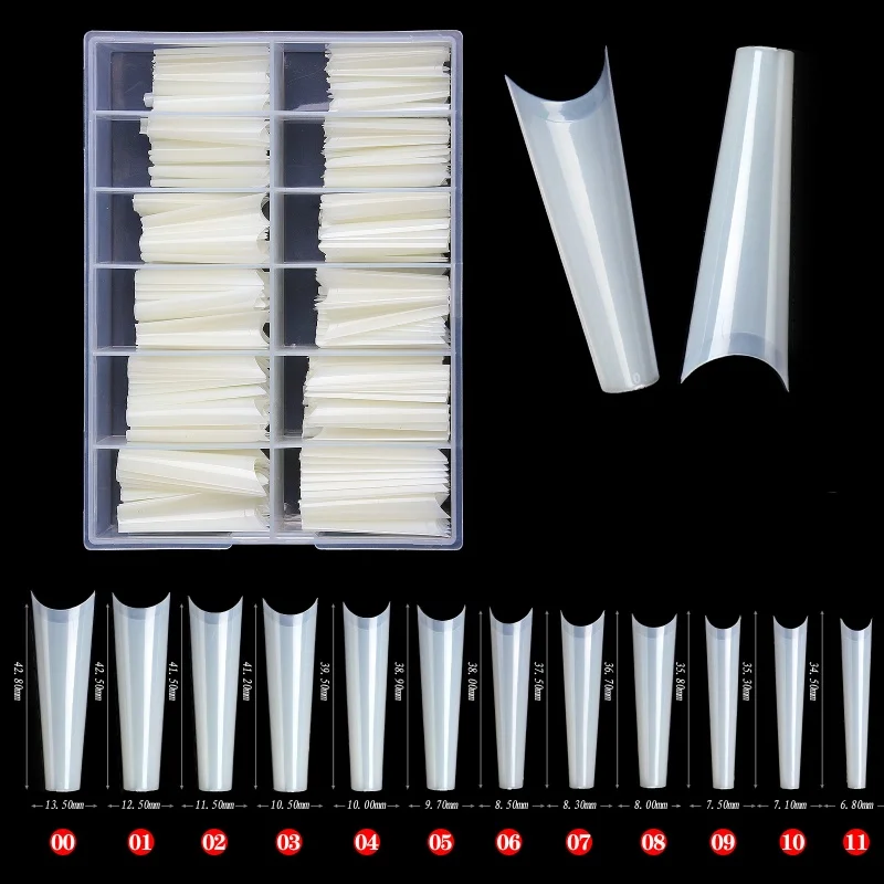 240pcs /box Press on Nail Extra Long Denim Nail Flat French Artificial MAX Nail Tips