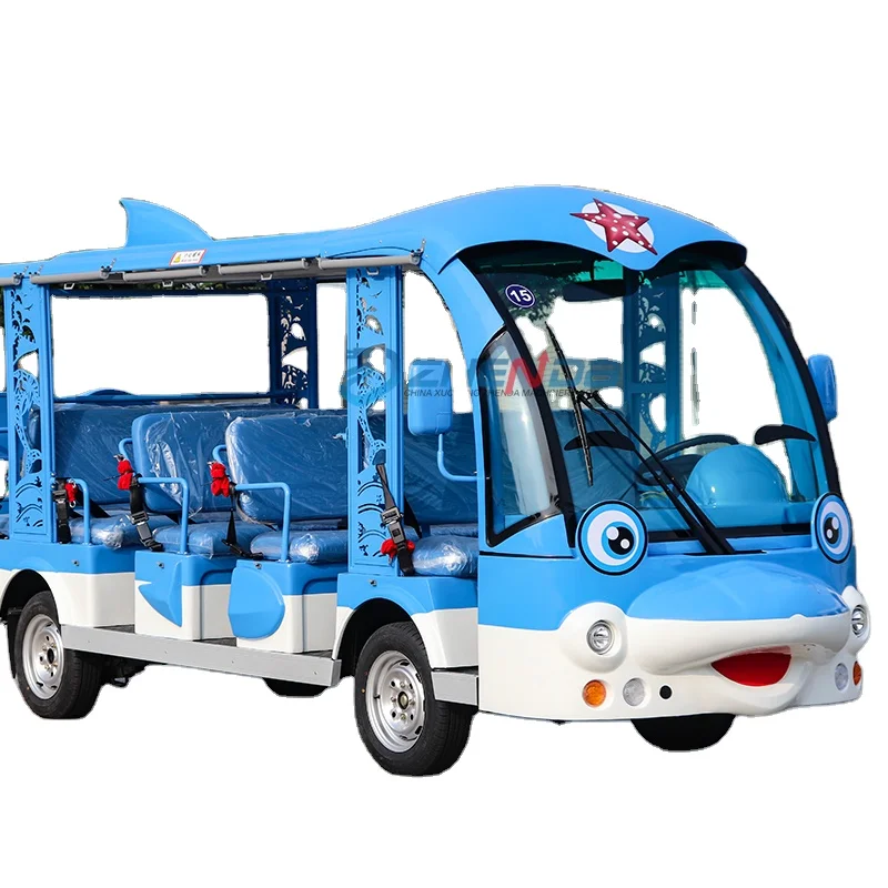 Amusement Park Sightseeing Car Electric Bus Cartoon Blue Bus School Bus for Sale