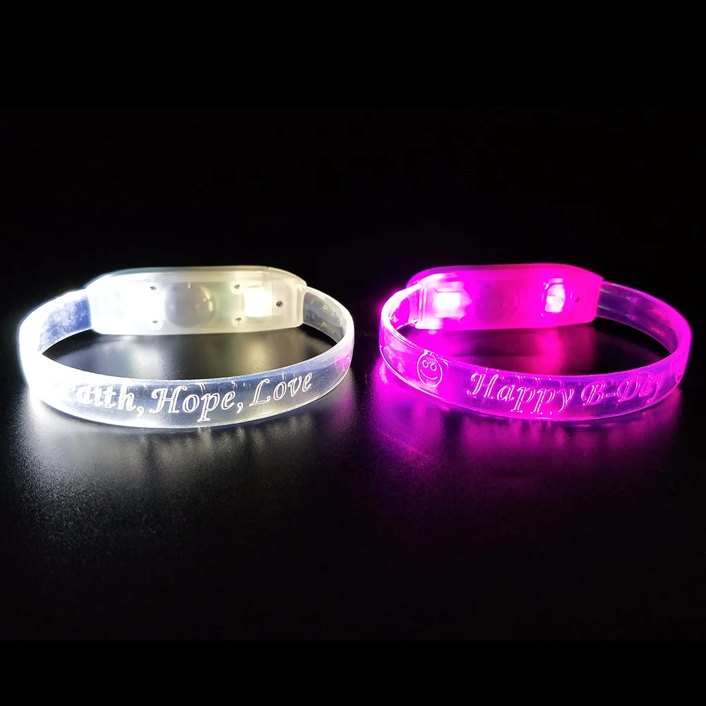 Christmas Halloween Custom Logo Party Concert Sound Motion Activated Rave Glow LED Light Up Flashing Bracelet Wristbands