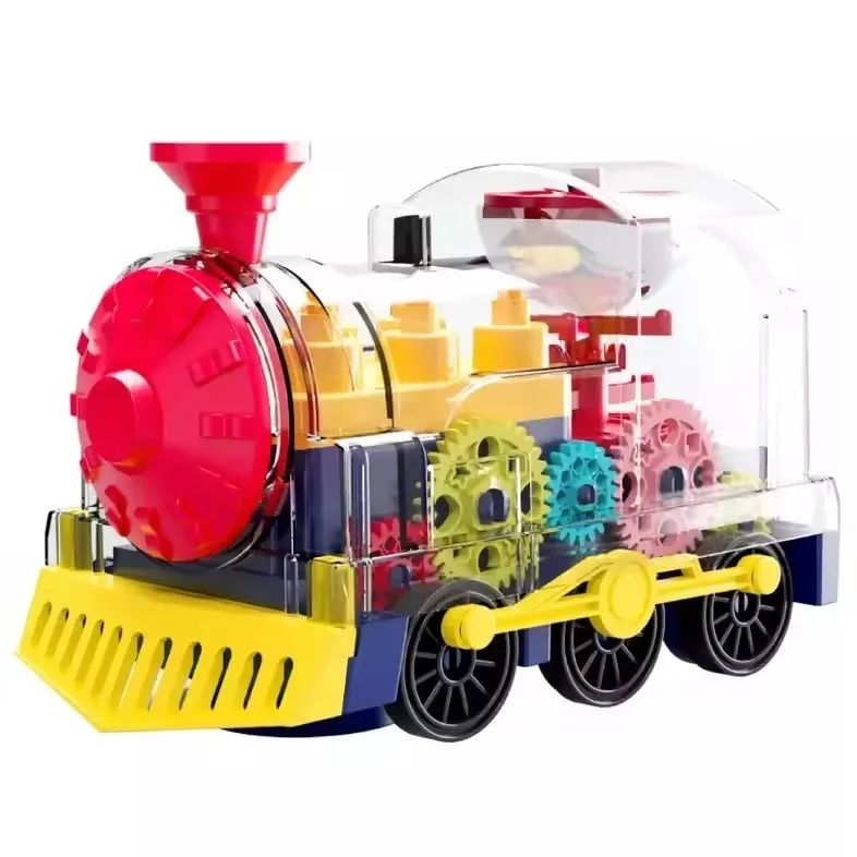 Hot sale  Kids Electric Universal Train Toy B/o Gear Train Toys Transparent Gear Light Train