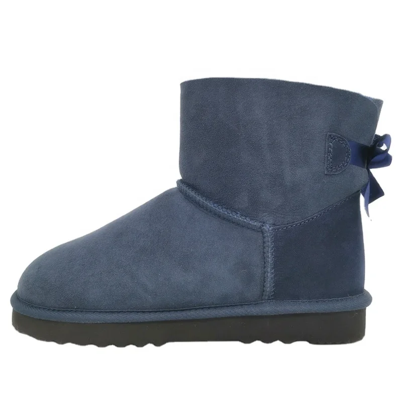 HQB-WS019 New design custom winter boots thermal fashion snow boots genuine double face sheepskin boots for woman