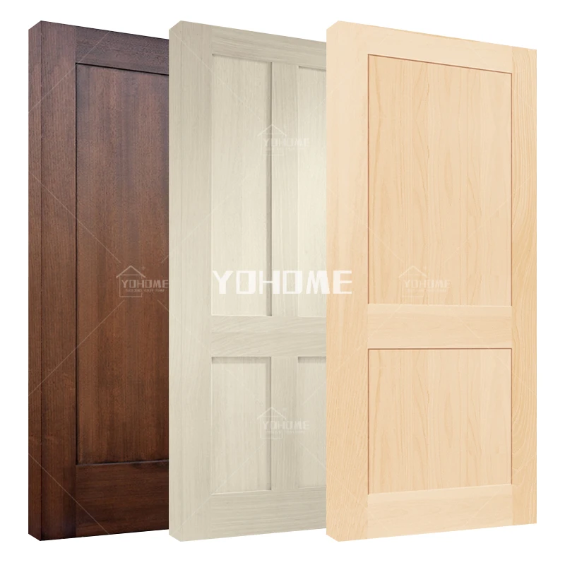 American simple design shaker 2 panel solid core oak interior door slab shaker door 2 panel flat shaker door