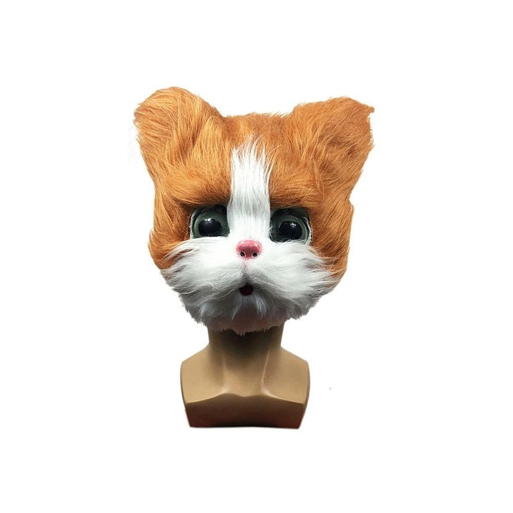 Cute Cat Mask Halloween Novelty Costume Party Full Head Mask 3D Realistic Animal Cat Head Mask Cosplay Props