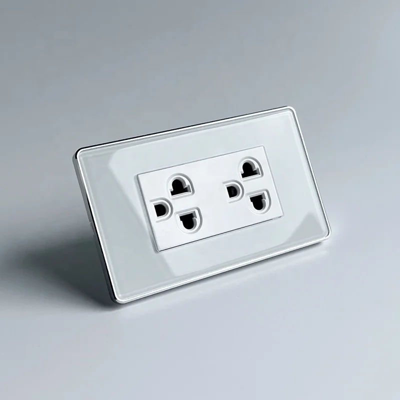 us wall socket 120 standard 250V ~ white black tempered glass VN Thai socket 16A
