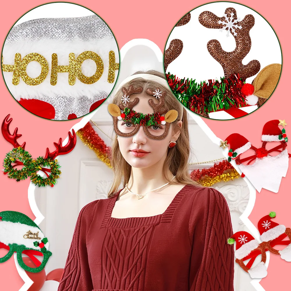 YiYuan Newest Christmas Eyewear Cartoon Eyeglass Frames for Children Adults Party Festival Decorations Fancy Glasses Wholesale