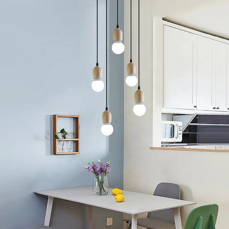 Creative Home Lighting Dinning Room Wood Pendant Light Chandelier Modern Loft Hanging Lamp Nordic Pendant Lamps