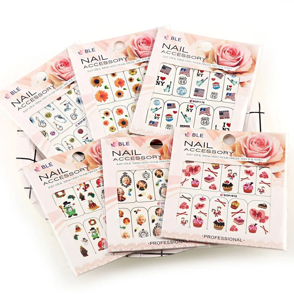 Nail art sticker water transfer printing 2d nail decal fashion design nail stickers