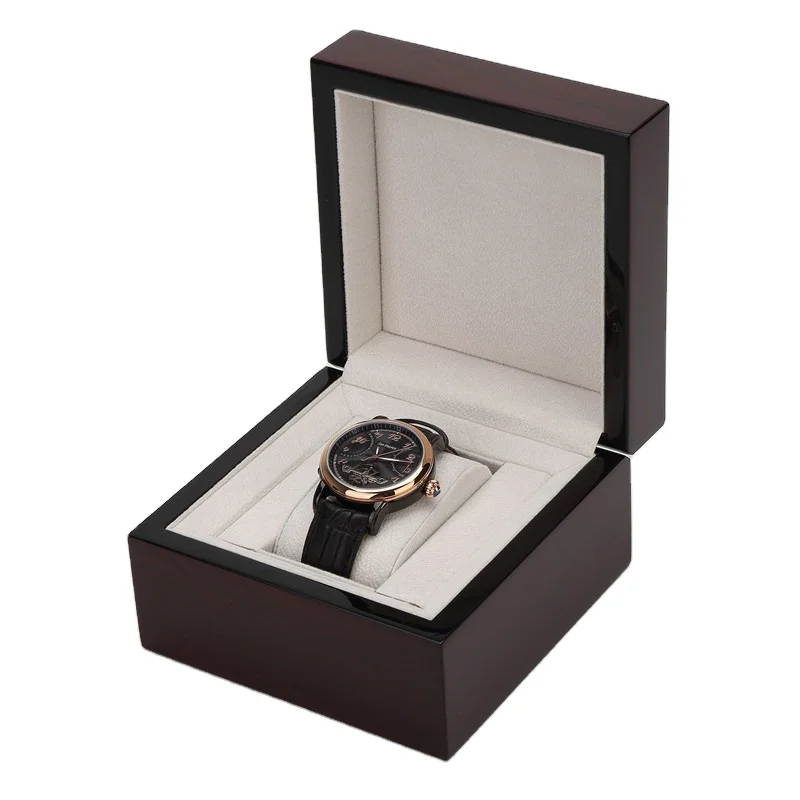 Custom Logo black color Wooden Watch case Watch Box for luxury watches caja reloj