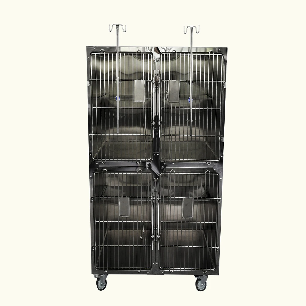 Medical Grade SUS304 Stainless Steel Veterinary Equipment Animal Metal Cage for Dog Cat Small Vet Animal Clinic