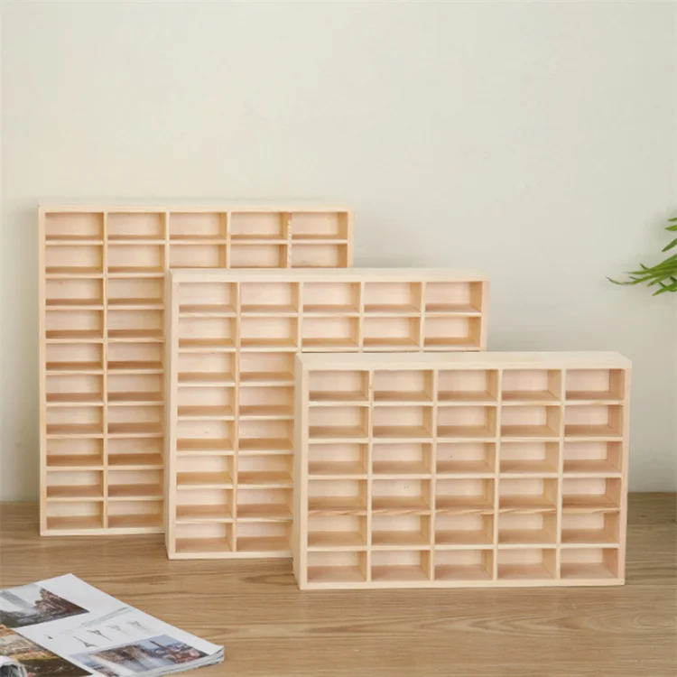 Wooden Sorting Tray Grid Display Wood Divided Organizer Brown Finished Section Box With Compartments and Dividers,Wooden Storage