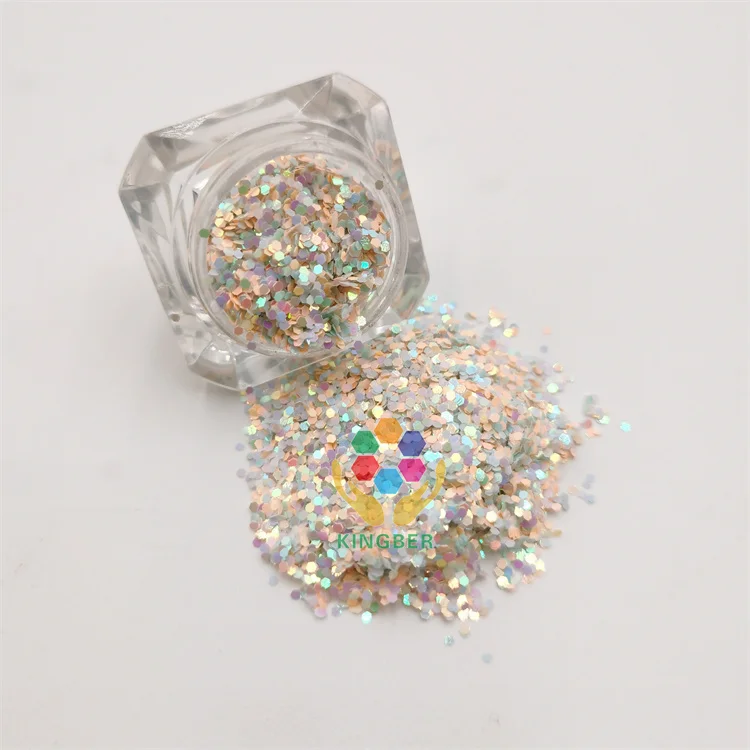 Iridescent small hexagon cutting glitter flakes for acrylic DIY nail art decoration