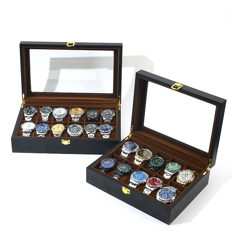 LAIHE Multiple Sizes Luxury In Stock Paint 6 Slots 10 Slots 12 Slots Jewelry Gift Box Black Wooden Watch Box
