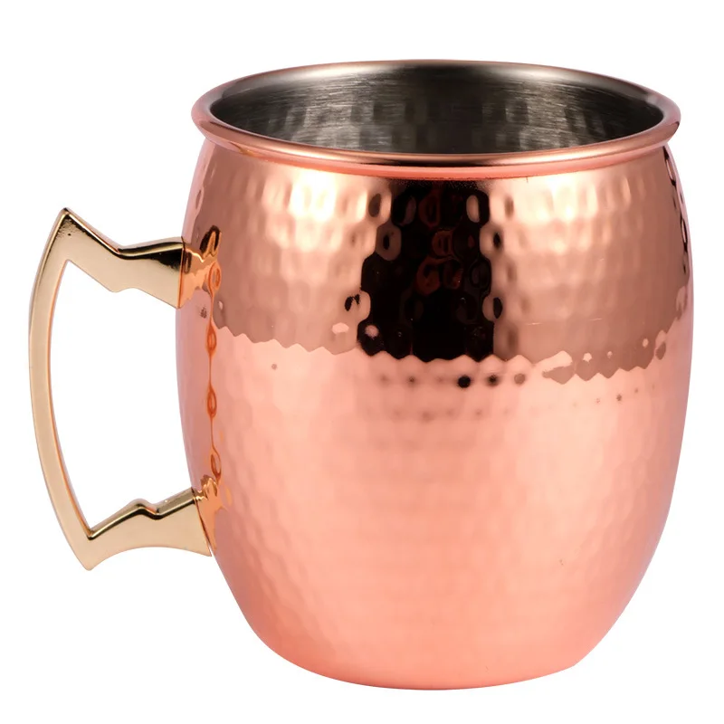 American Style Hammer-Point Brass Cup for Moscow Mule Stainless Steel Cocktail Wine Glass for Parties Barware Essential
