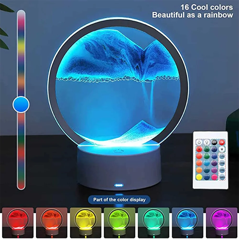 Художественная настольная лампа Liusha RGB цветные Меняющие цвет зыбучие пески рисование светильники Креативные 3D лампы для песочных часов