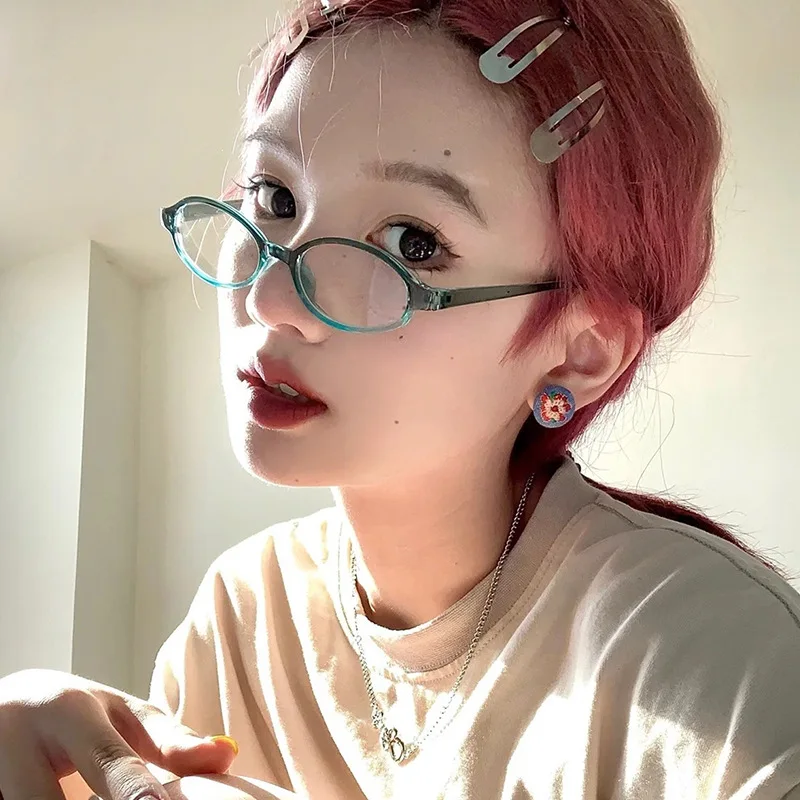 DL Glasses 2024 Anti Blue Light Eyeglasses Comics Y2K Gradient Green Frames Small Oval Fashion Computer Glasses Wholesale