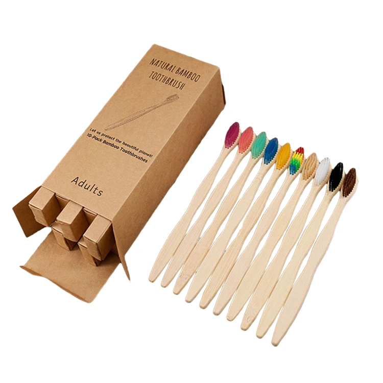 Wholesale 100 % Healthy Eco Organic Charcoal bamboo toothbrush custom logo  natural bamboo toothbrush