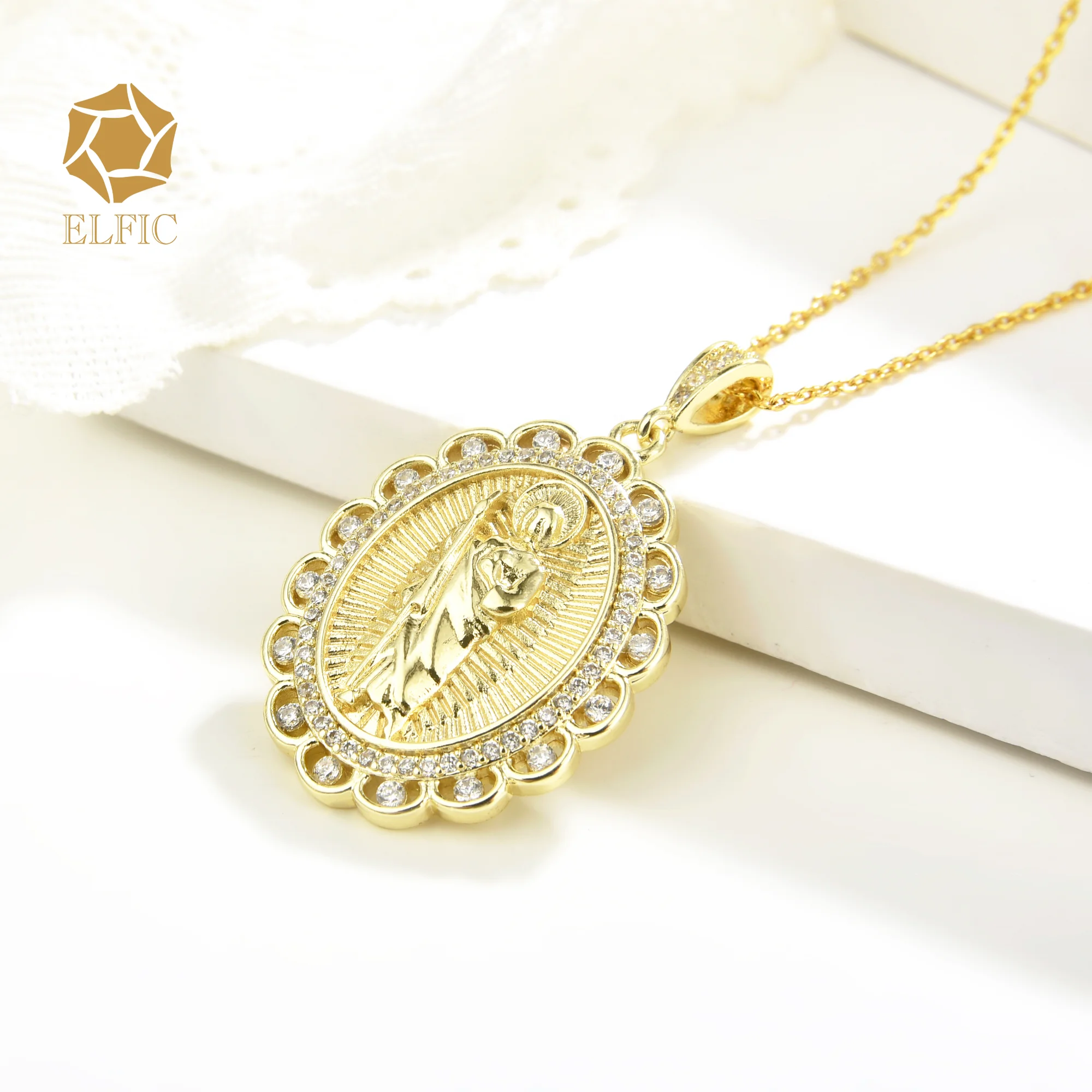 Elfic fashion jewelry wholesale 18k gold jewelry for women religious charms new bracelet san judas pendant