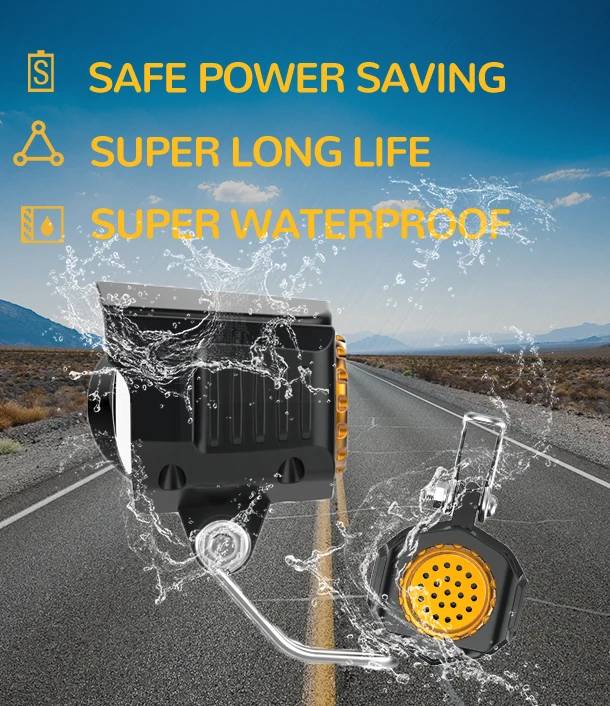 Горячая Распродажа электрический велосипед водонепроницаемая Ночная езда с гудком светодиодный горный Передний фонарь для