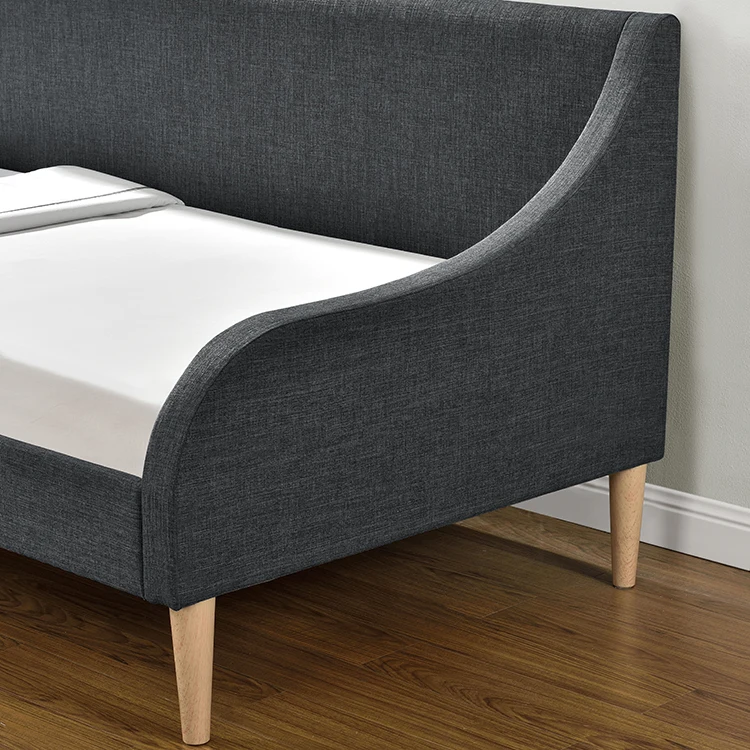 Willsoon Modern Small Double Daybed Home Style Living Room Furniture Soft and Wooden Linen Fabric Sofa Day Bed