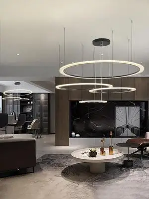 Customizable modern acrylic round combination led pendant light dimmable living room light