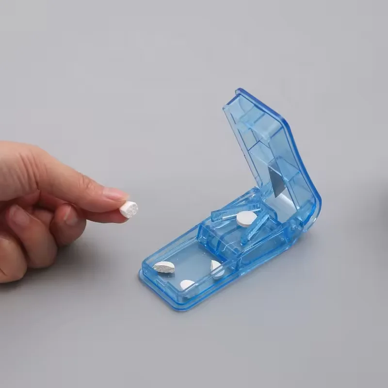 Candy pill container box Pill Splitter With Retracting Blade Guard For Cutting Small or Large Pills In Half Cutting and Storing