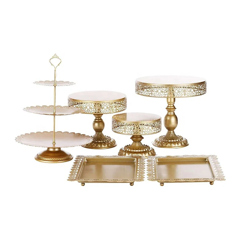Gold Cake Stand Wedding Birthday Party Decorations Supplies Round Metal Cake Display Stand Centerpieces for Wedding Table