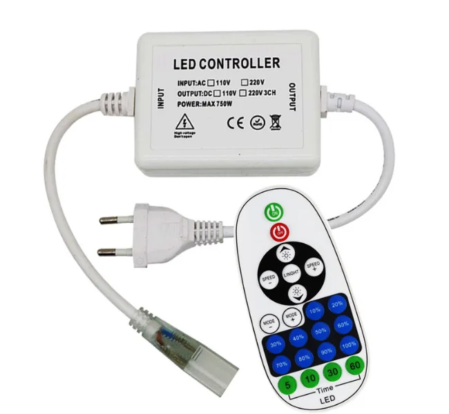220V Led Strip Controller 720W with 23keys remote IR Led Dimmer for 5050/2835 High Voltage Strip Light